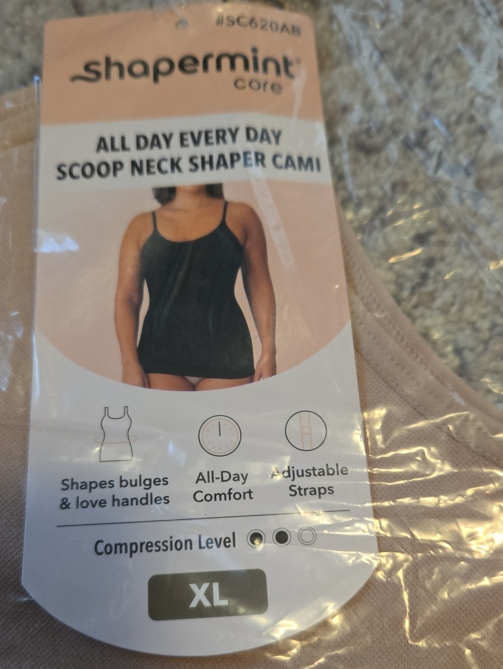 Shapermint Core Nude Scoop Neck Shaper Cami Size XL New In Package!